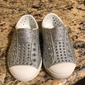 Toddler size 6 silver glitter Natives Shoes